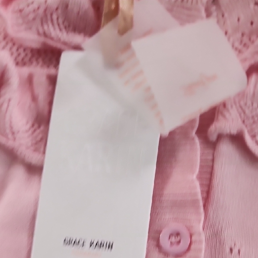 Grace Karin Light Pink Ruffled Cardigan - Picture 3 of 7